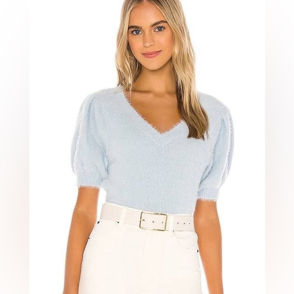 Astr Puff Sleeve Sweater Icy Blue